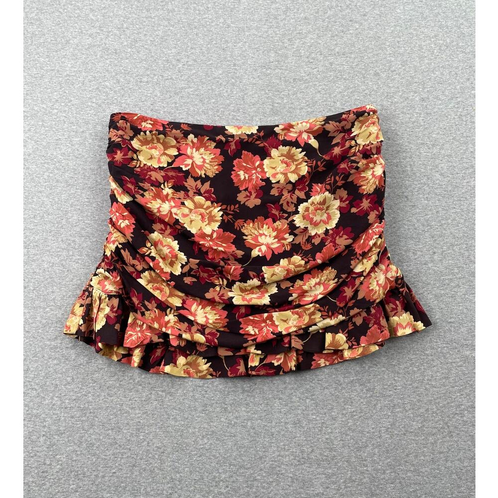 Free People Elodie Skirt Womens S French Chocolate Brown Floral Tube Top Ruffle